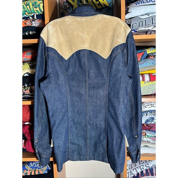 Vtg Men’s 70s Lee Blue Denim Suit Jacket Blazer Western Disco - Picture 4 of 7